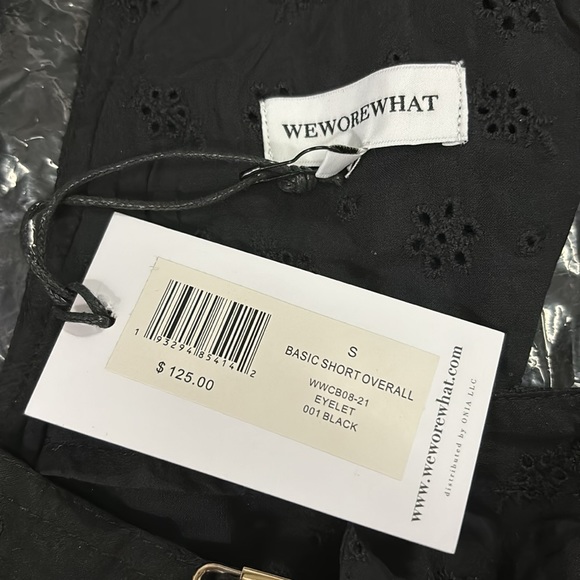 WeWoreWhat Basic Short Eyelet Overall Black - Picture 3 of 7